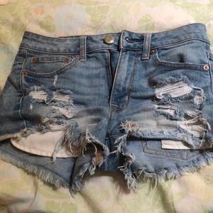 American eagle high rise ripped jean shorts size 2